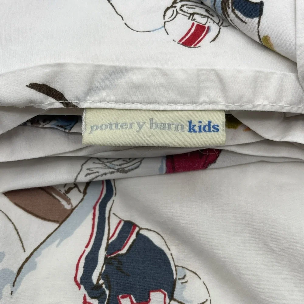 Pottery Barn Kids Football TWIN Sheet + Pillowcase 100% Organic Cotton Football